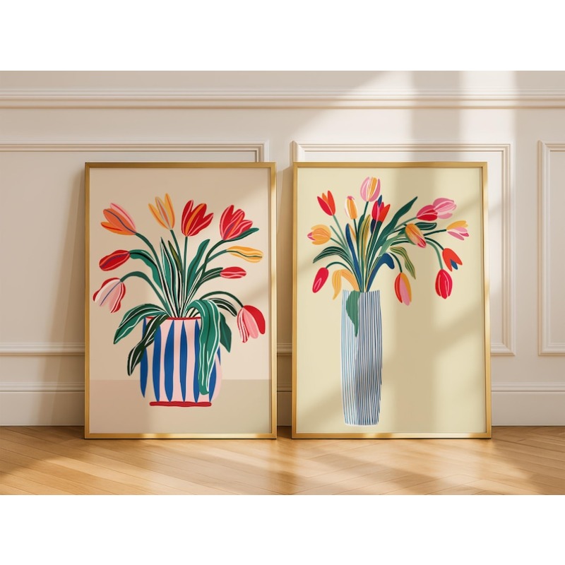 2pcs Tulip Flowers Canvas Wall - Flower Girl Basket review and price