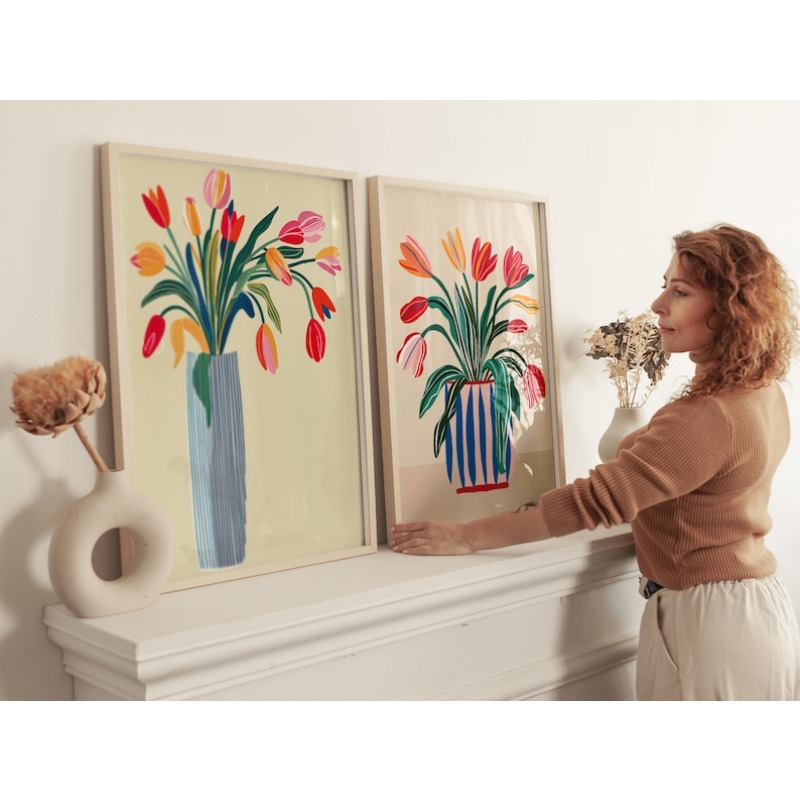 2pcs Tulip Flowers Canvas Wall - Flower Girl Basket review and price